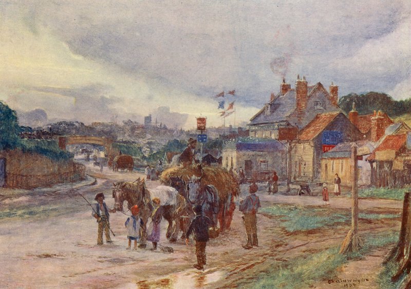 High Barnet, fra foden af Barnet Hill (farvelitografi) af Charles William Wyllie