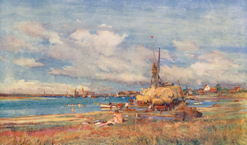West Mersea, Mersea Island, Essex (farvelitografi) af Charles William Wyllie
