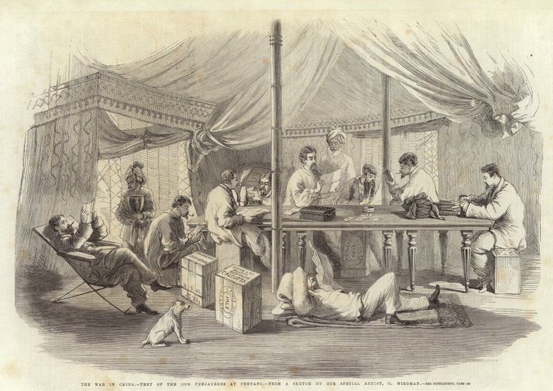 The War in China - Telt for den 15. Punjaubees ved Pehtang af Charles Wirgman