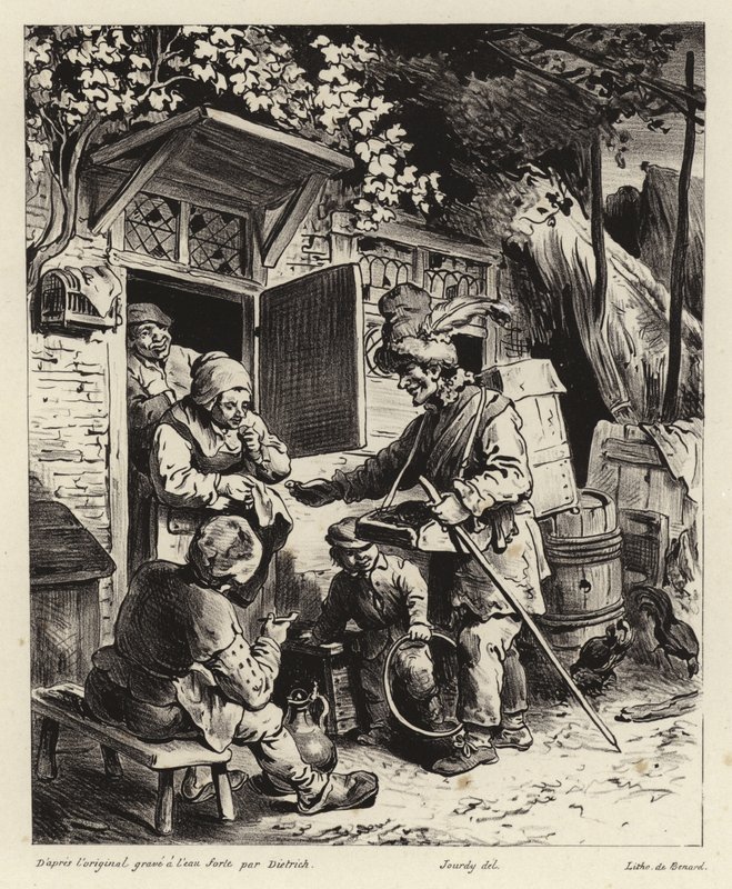 Gadesælger ringer til et hus af Christian Wilhelm Ernst Dietrich