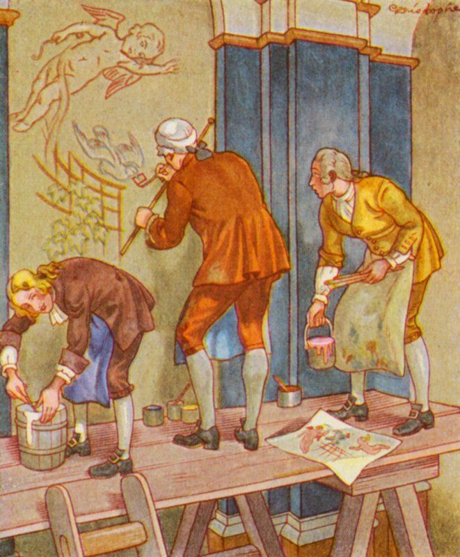 Dekorationsmaler / Decorative Painter (farvelitografi) af Christophe (1856 1945)
