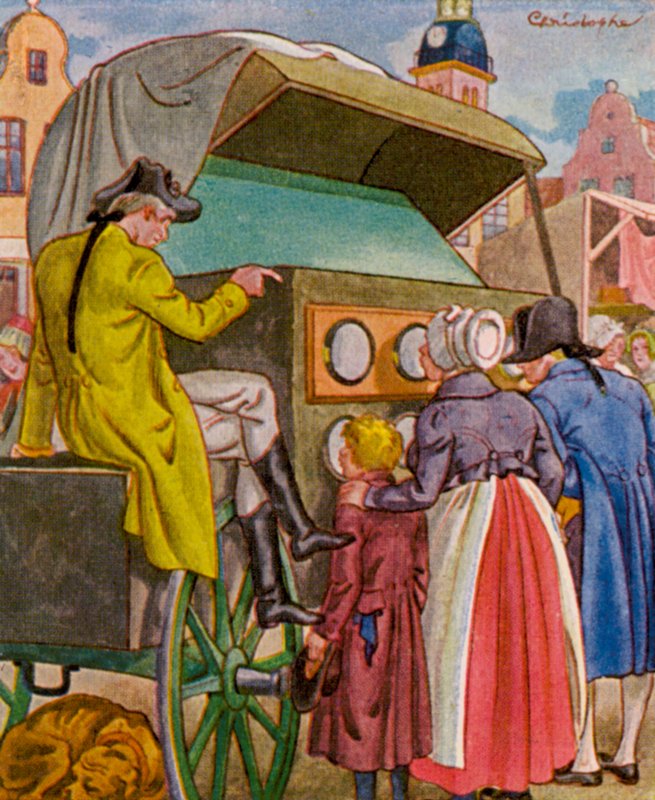 Guckkastenmann / Peep Box Man (farvelitografi) af Christophe (1856 1945)