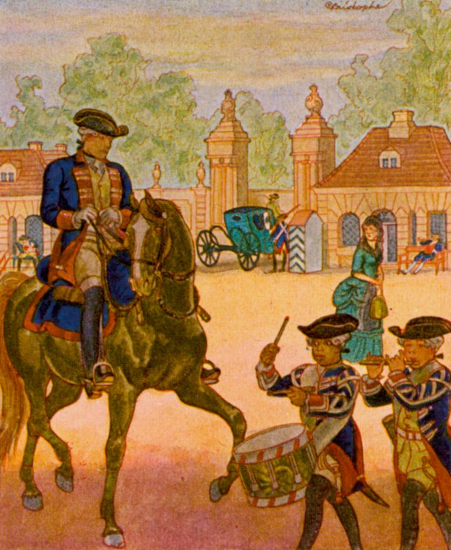 Wache Am Brandenburger Tor / Vagt ved Brandenburger Tor (farvelitografi) af Christophe (1856 1945)