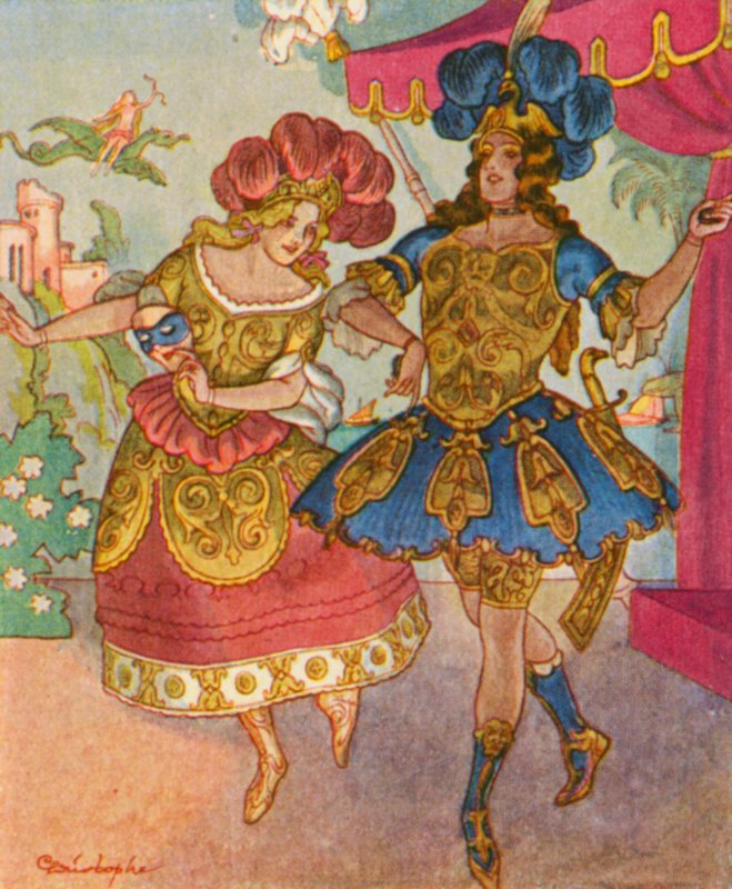 Ballett Und Oper / Ballet og opera (farvelitografi) af Christophe (1856-1945)