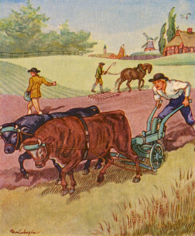 Bauer Am Pflug / Landmand ved ploven (farvelitografi) af Christophe (1856 1945)