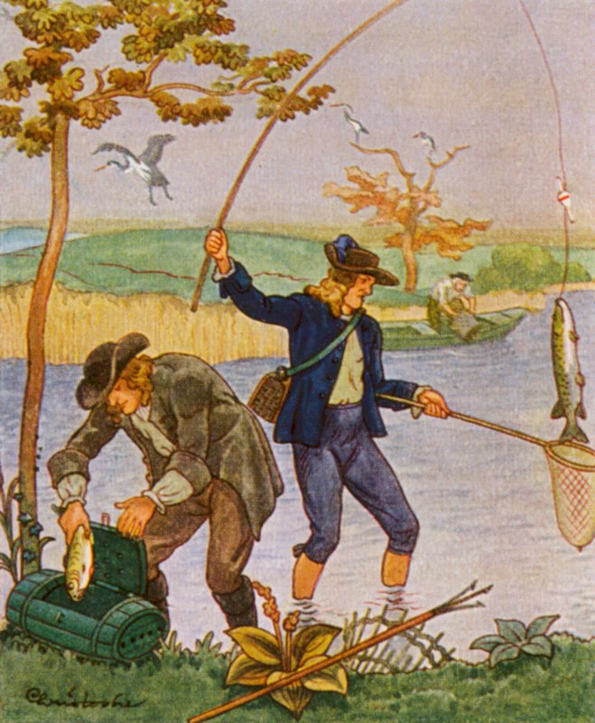 Fischen Und Angeln / Fiskeri og lystfiskeri (farvelitografi) af Christophe (1856 1945)