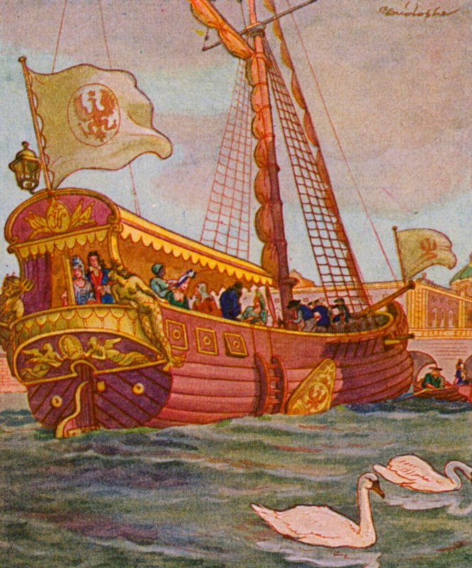 Lustyacht / Lystbåd (farvelitografi) af Christophe (1856 1945)