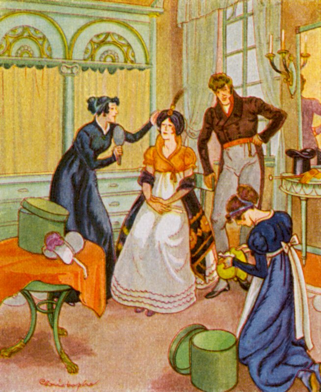 Modesalon / Fashion Salon (farvelitografi) af Christophe (1856 1945)