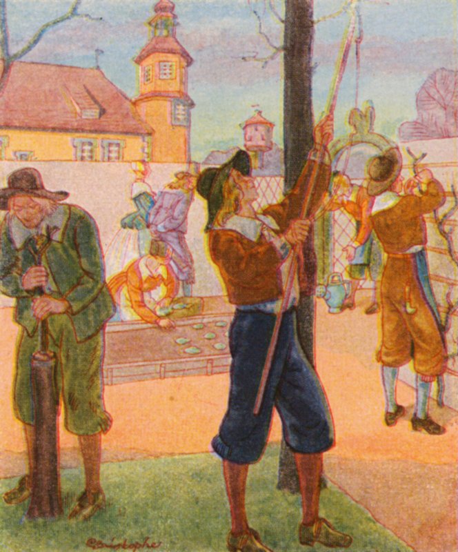 Obstbaumzucht / Dyrkning af frugttræer (farvelitografi) af Christophe (1856 1945)