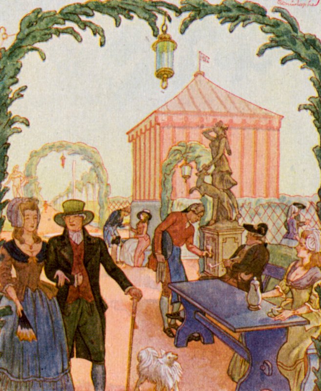 Schmausengarten Vor Nurnberg / Festhave foran Nürnberg (farvelitografi) af Christophe (1856 1945)
