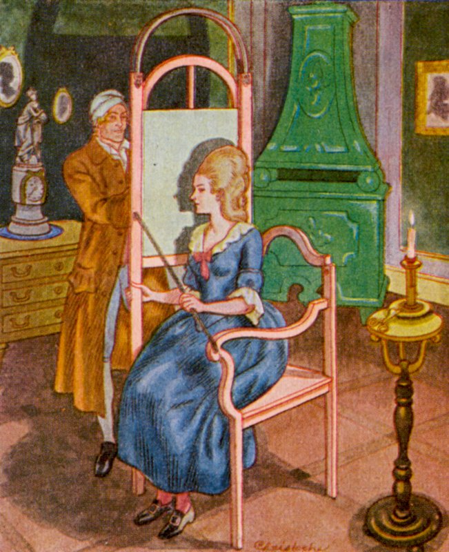Silhuetkunstner / Silhuetkunstner (farvelitografi) af Christophe (1856 1945)