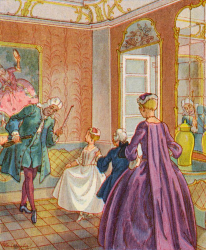 Tanzstunde / Danselektion (farvelitografi) af Christophe (1856 1945)