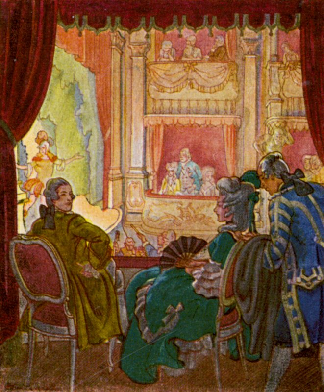 Theaterloge / Theater Box (farvelitografi) af Christophe (1856 1945)