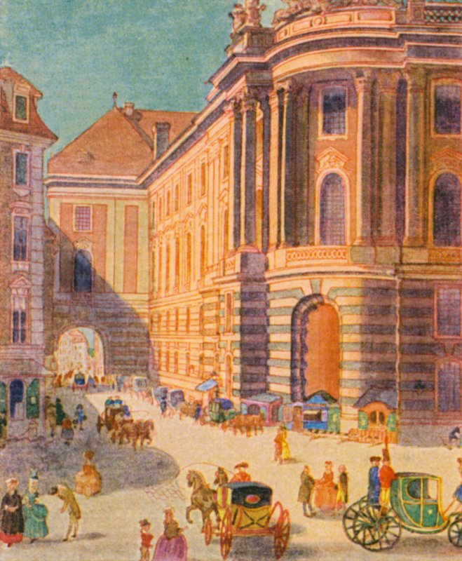 Wiener Barock-Architektur / Viennese Baroque Architecture (farvelitografi) af Christophe (1856-1945)