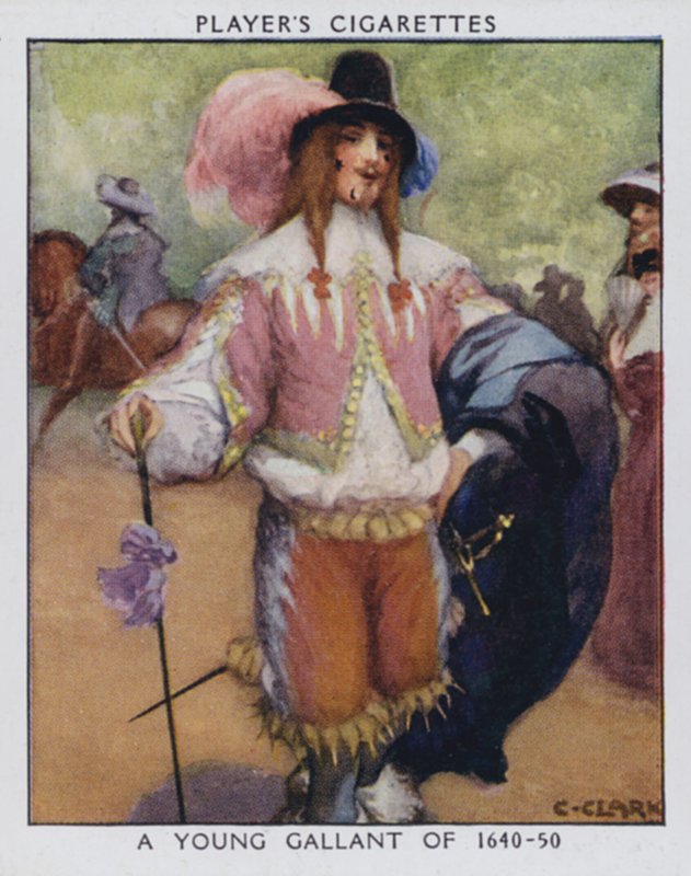 En ung galant fra 1640-50 (farvelitografi) af Christopher (after) Clark
