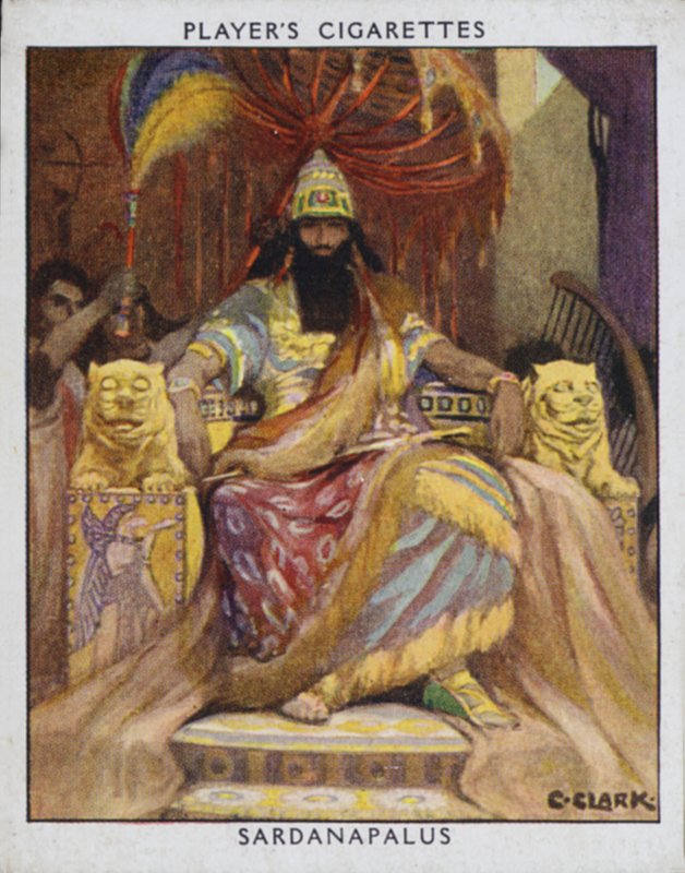Sardanapalus (farve litho) af Christopher (after) Clark