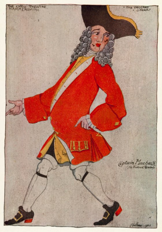 Tiggerens opera, kaptajn Macheath (farve litho) af Claud Lovat Fraser