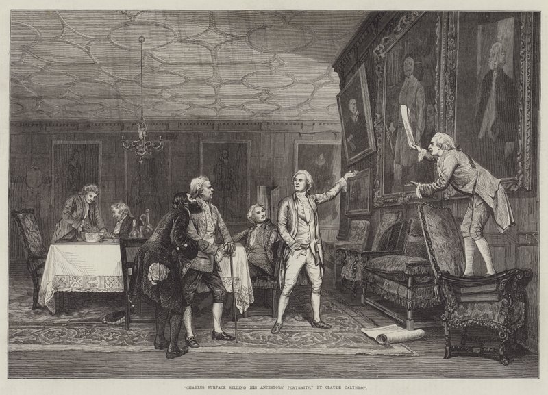 Charles Surface sælger sine forfædres portrætter af Claude Andrew Calthrop
