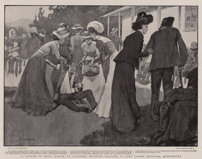 I fare for at blive dræbt af venlighed, sårede soldater i Fort Napier Hospital, Maritzburg af Claude Shepperson