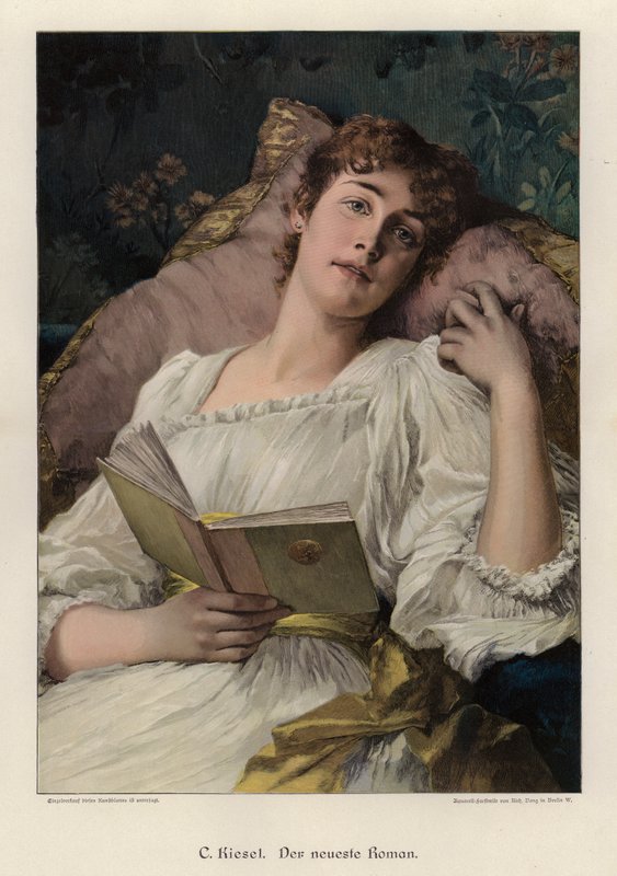 Den seneste roman (farvet gravering) af Conrad Kiesel