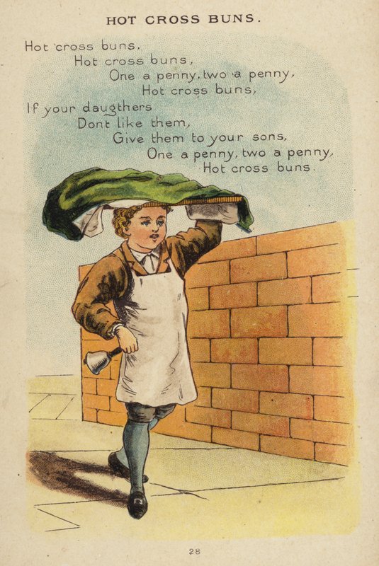 Børnerim: Hot Cross Boller (chromolitho) af Constance Haslewood