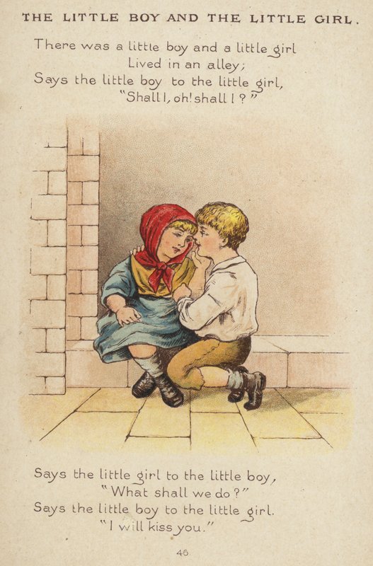 Børnerim: Den lille dreng og den lille pige (chromolitho) af Constance Haslewood