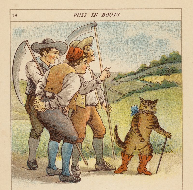 Den Bestøvlede Kat (farvelitografi) af Constance Haslewood