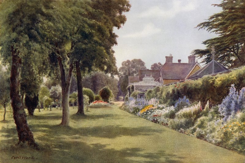 Urteagtig kant, Osborne Cottage (farve litho) af Cyril Ward