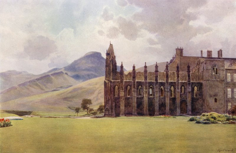 Abbey Church, eller Chapel Royal, i Holyrood Gardens (farve litho) af Cyril Ward