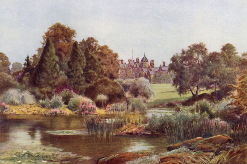 Søen i den vestlige have, Sandringham (farve litho) af Cyril Ward