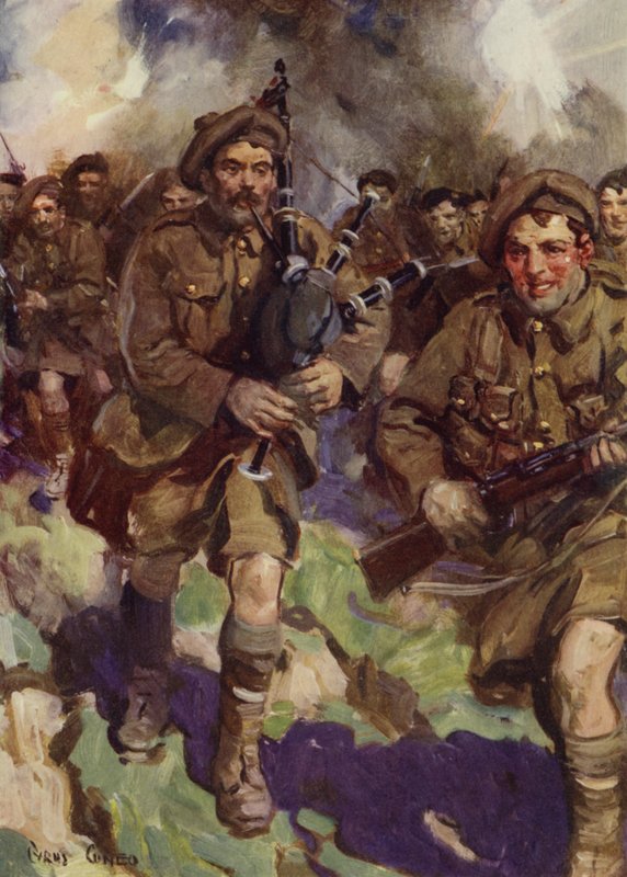 Galant piper, der leder en angreb af Cyrus Cuneo
