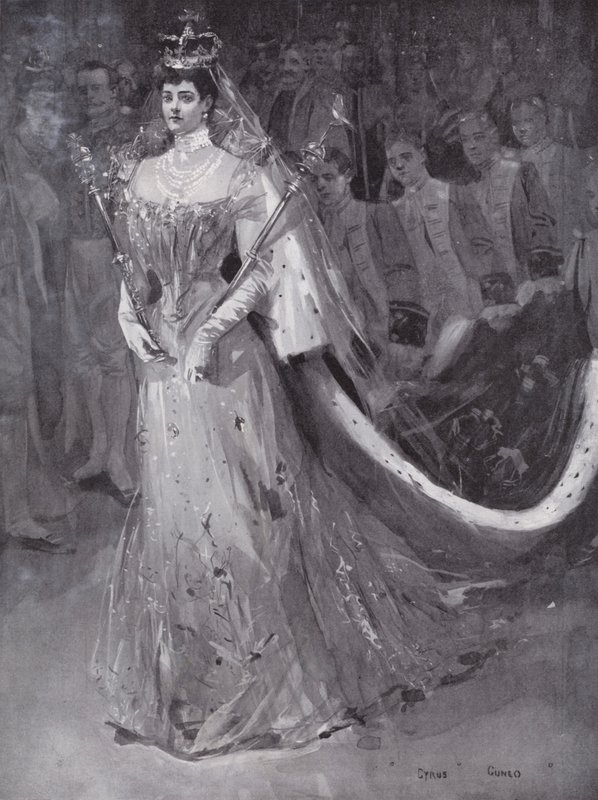 Dronning Alexandra forlader Westminster Abbey, London, efter hendes og kong Edward VII