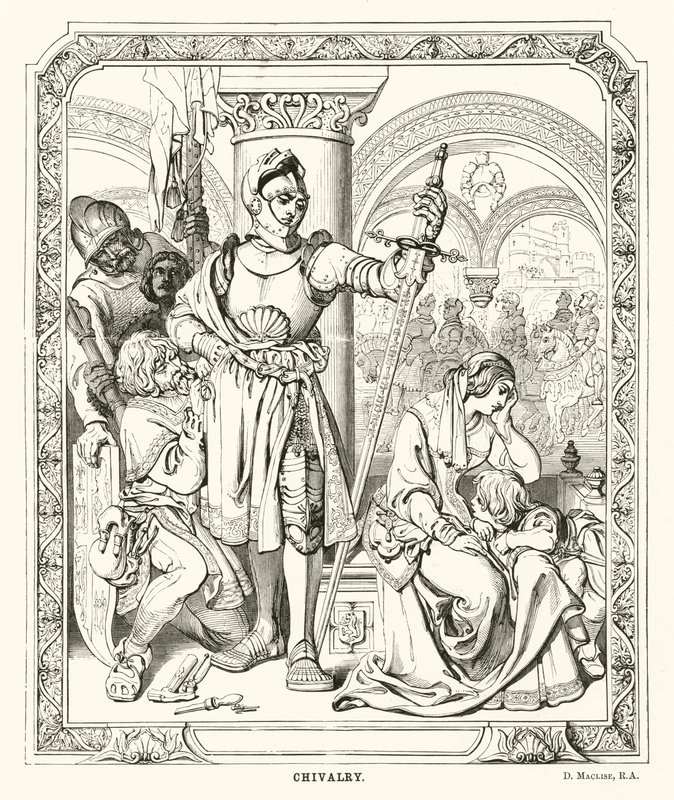 ridderlighed (gravering) af Daniel (after) Maclise