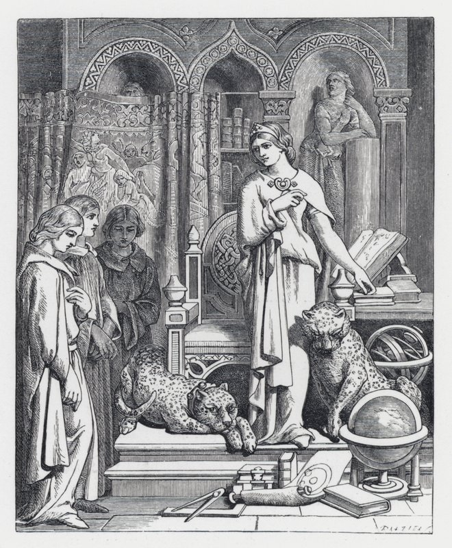 Illustration til Tennysons digt, The Princess (gravering) af Daniel (after) Maclise