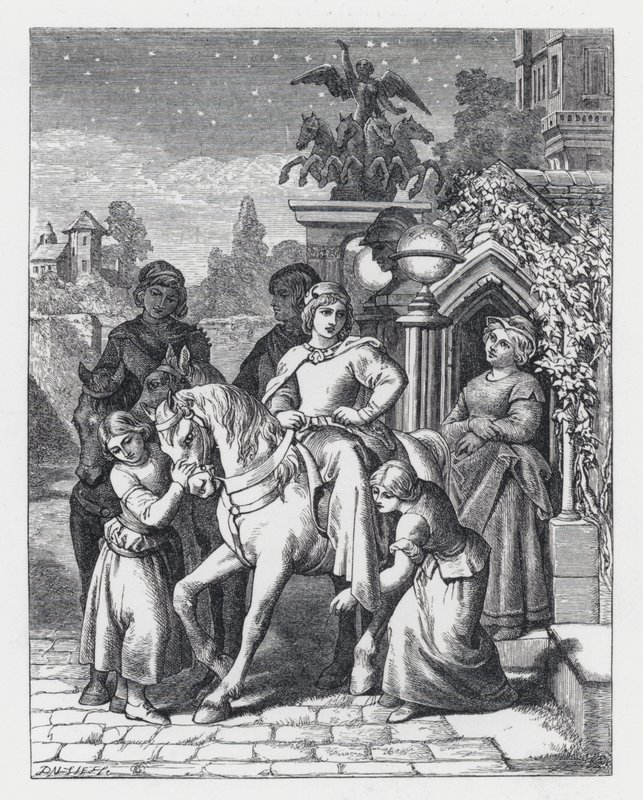 Illustration til Tennysons digt, The Princess (gravering) af Daniel (after) Maclise