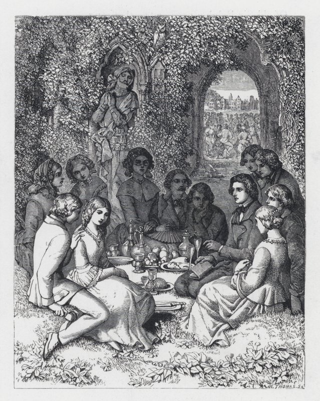 Illustration til Tennysons digt, The Princess (gravering) af Daniel (after) Maclise