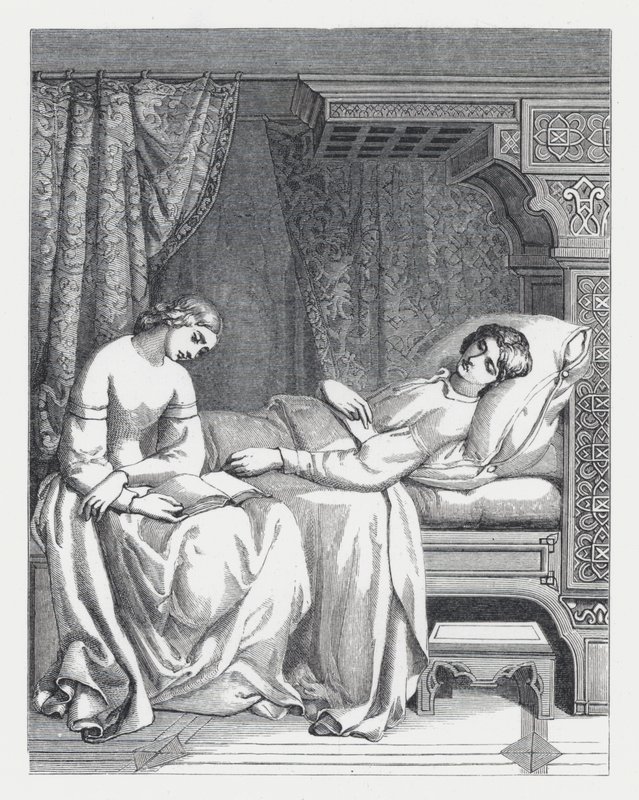 Illustration til Tennysons digt, The Princess (gravering) af Daniel (after) Maclise