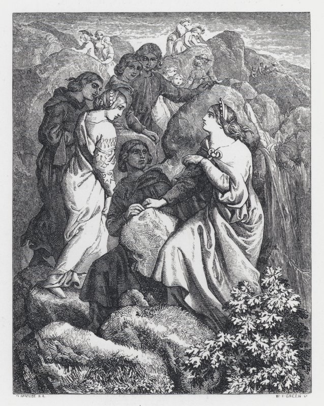 Illustration til Tennysons digt, The Princess (gravering) af Daniel (after) Maclise