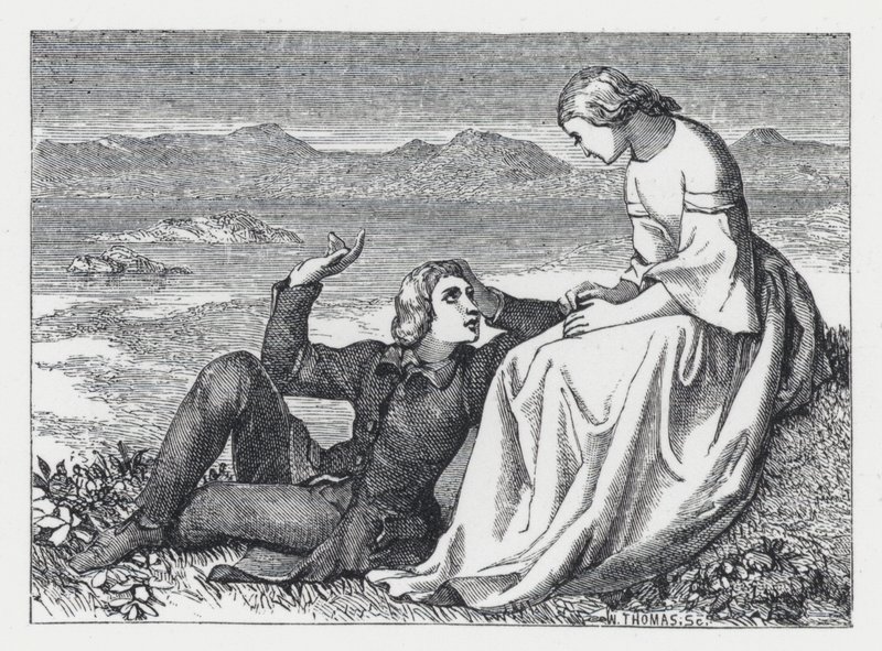 Illustration til Tennysons digt, The Princess (gravering) af Daniel (after) Maclise