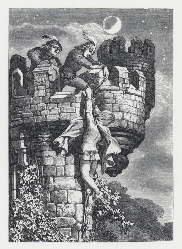 Illustration til Tennysons digt, The Princess (gravering) af Daniel (after) Maclise