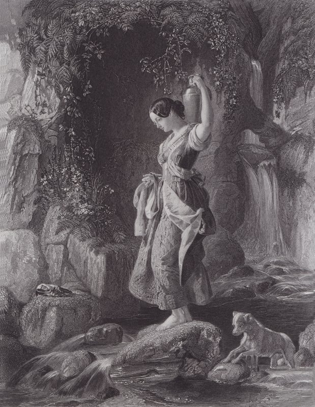 Vandfaldets nymfe (gravering) af Daniel (after) Maclise