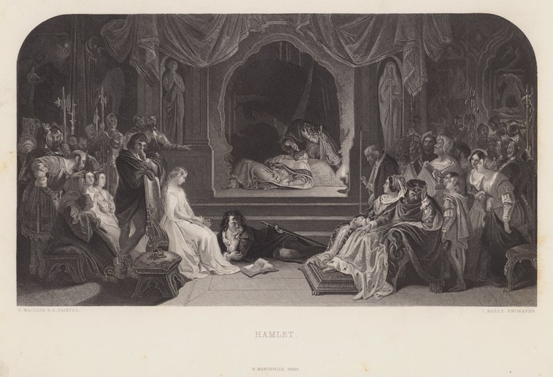Legescenen i Hamlet (gravering) af Daniel (after) Maclise