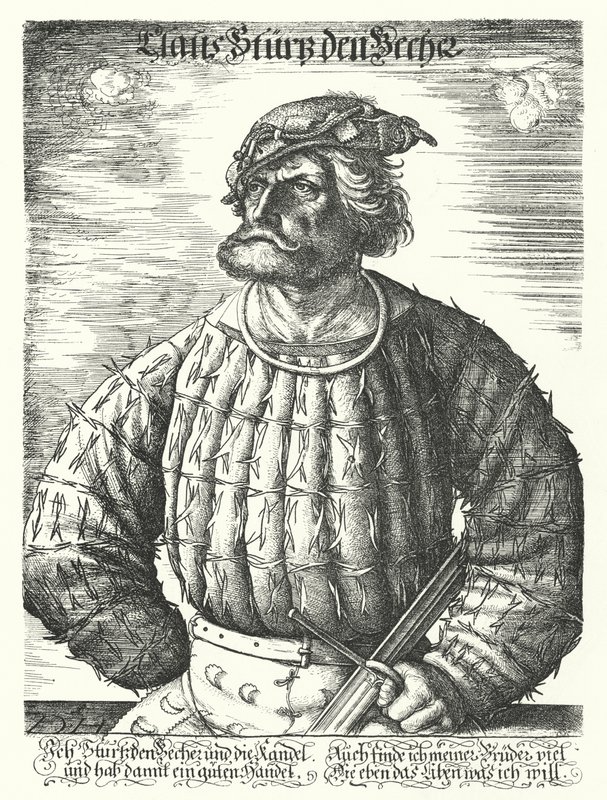 Kunz von der Rosen, hofnarr for den hellige romerske kejser Maximilian I af Daniel Hopfer