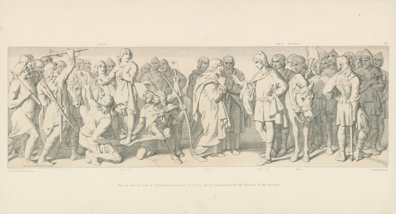 Morcar, valgt til jarl af Northumbria, i stedet for Tostig, Harold mægler med valgets nuneios af Daniel Maclise