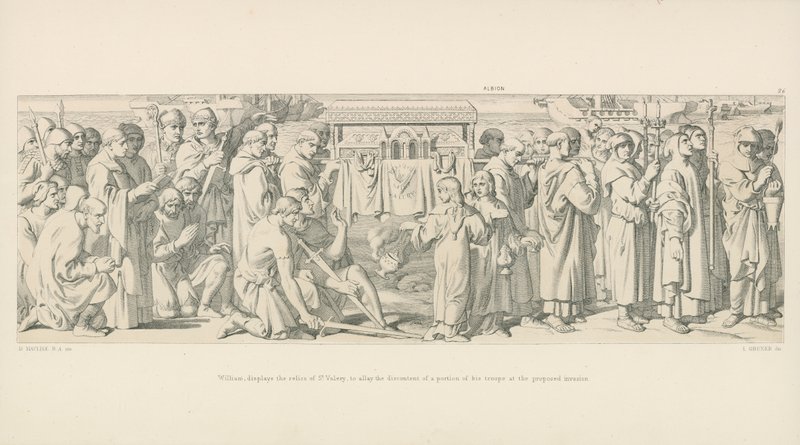 William, viser relikvier af St. Valery, for at dæmpe utilfredsheden hos en del af hans tropper ved den foreslåede invasion af Daniel Maclise