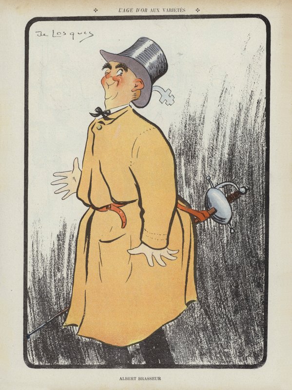 Albert Brasseur, fransk komiker og operettesanger. Illustration til Le Rire af Daniel de Losques