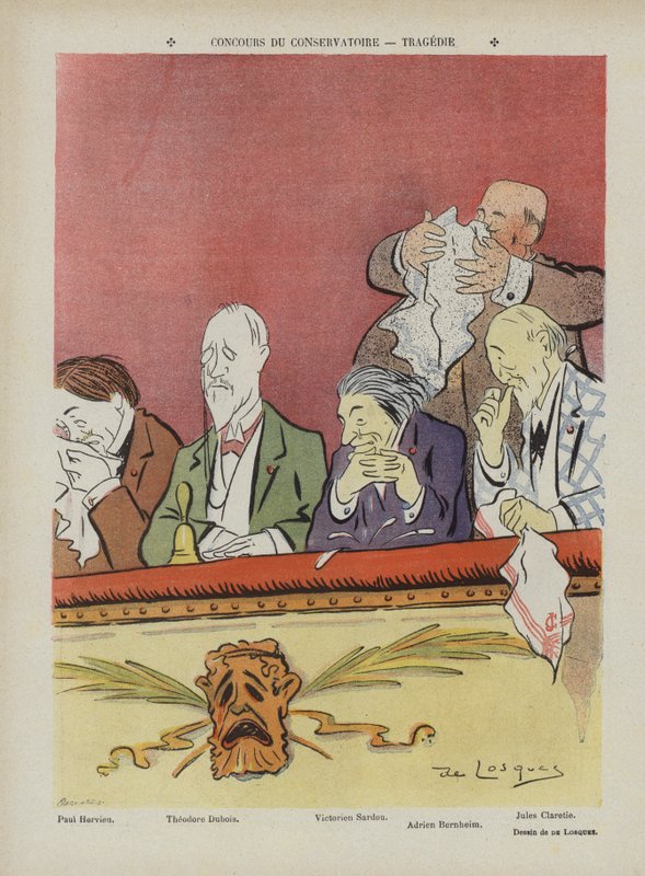 Konkurrence på Paris Conservatorium - tragedie. Illustration til Le Rire af Daniel de Losques
