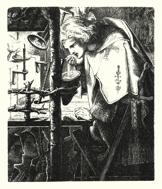 Sir Galahad (gravering) af Dante Gabriel (after) Rossetti