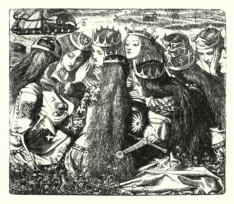 Kunstpaladset (gravering) af Dante Gabriel (after) Rossetti