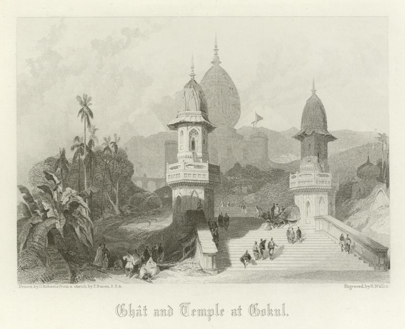 Ghat og templet i Gokul, Indien af David Roberts